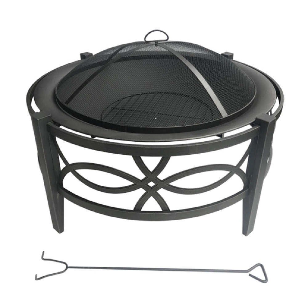 Wood Fire Pit 35in Black Steel Round SRFP12004