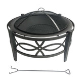 Wood Fire Pit 35in Black Steel Round SRFP12004