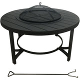 Wood Fire Table 36in Black Steel Round SRFP11953B