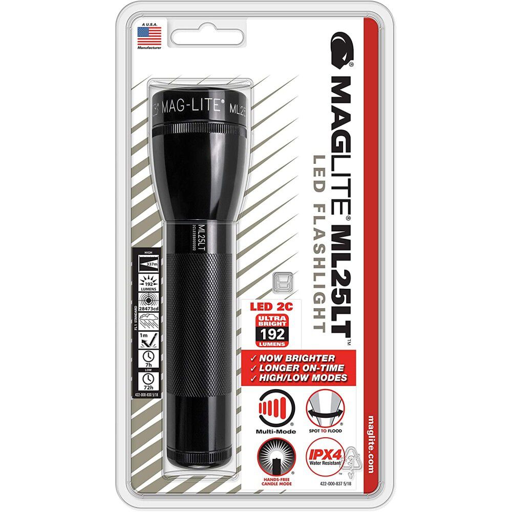 Flashlight ML25LT 192 Lumens Black LED 2 Cell C 188-000-026