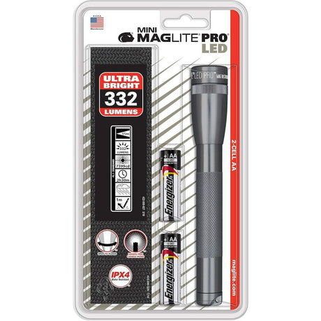 Mini Pro LED AA Battery Powered Flashlight, Gray SP2P09H