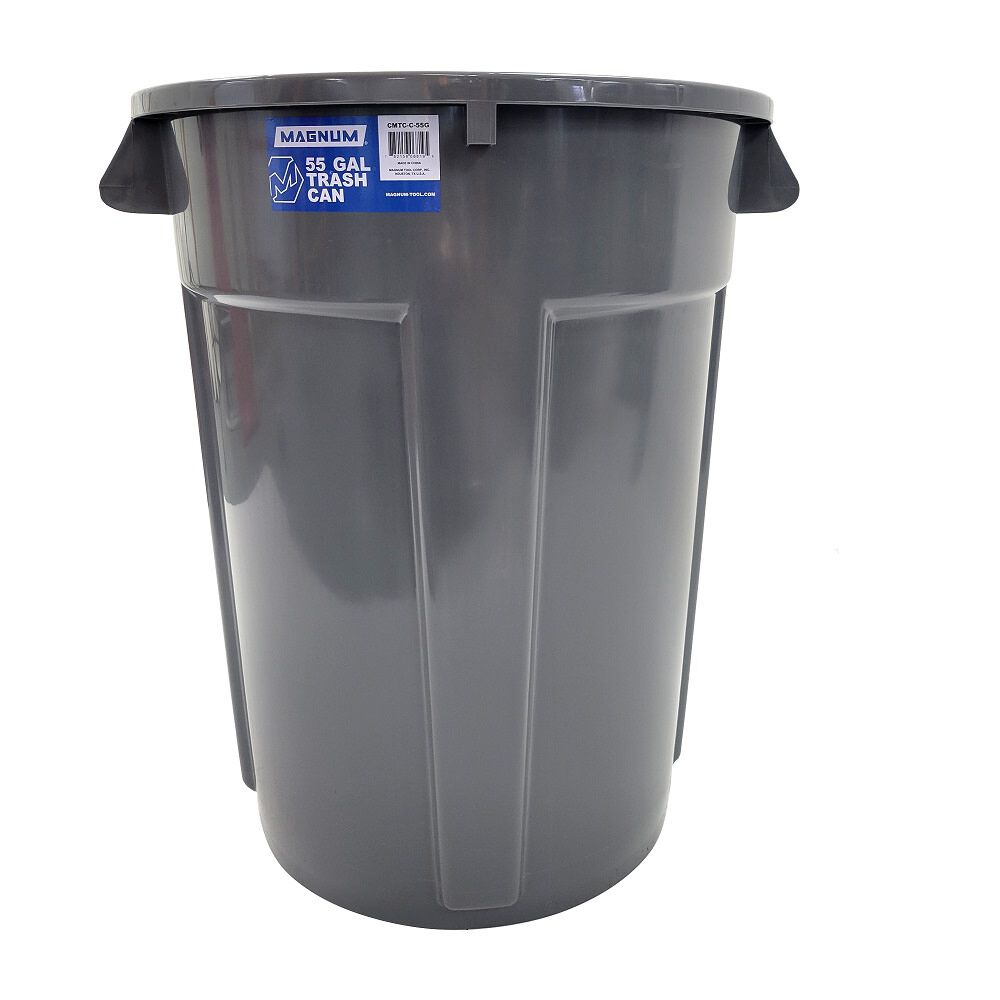 Tool Group Pro Series Trash Can 55 Gallon Plastic Grey CMTC-C-55G