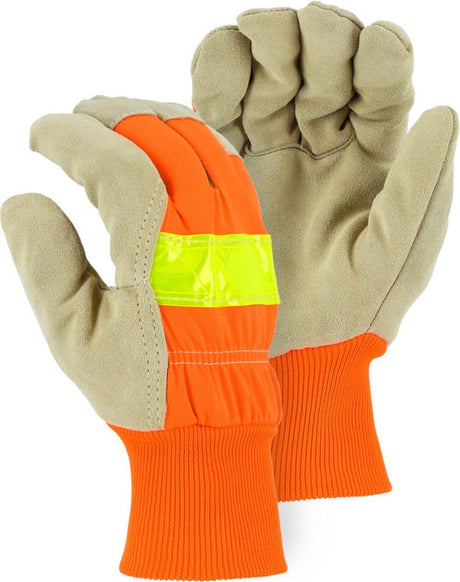 High Visibility Winter Lined Split Pigskin Leather Work Gloves 1961-L