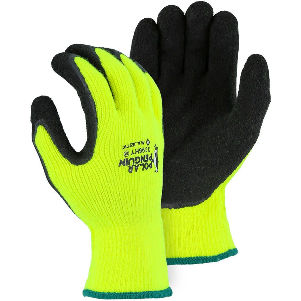 High Visibility Yellow Large Winter Lined Napped Terry Gloves 1 Pair 3396HY/10