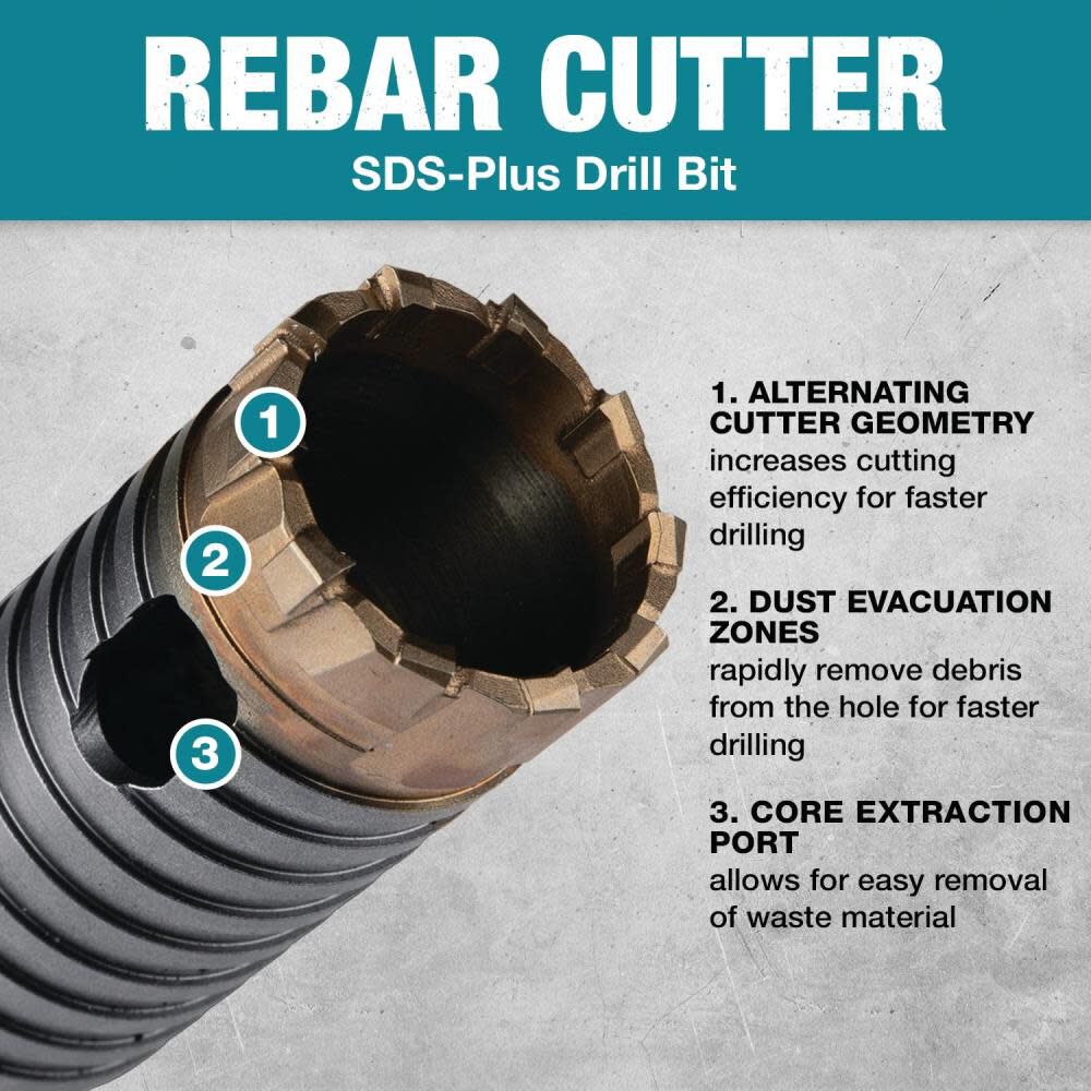 1 1/4in x 4in Rebar Cutter Drill Bit Head Only E-12566