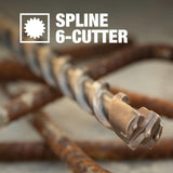 1-1/8in x 21in Spline Bit 6-Cutter B-64107