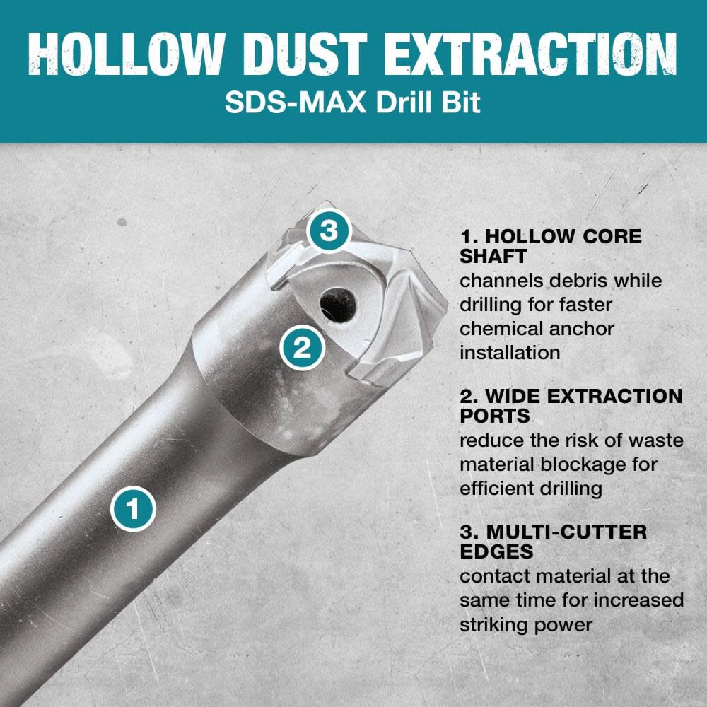 1-1/8in x 24in SDS-MAX Dust Extraction Drill Bit B-63909