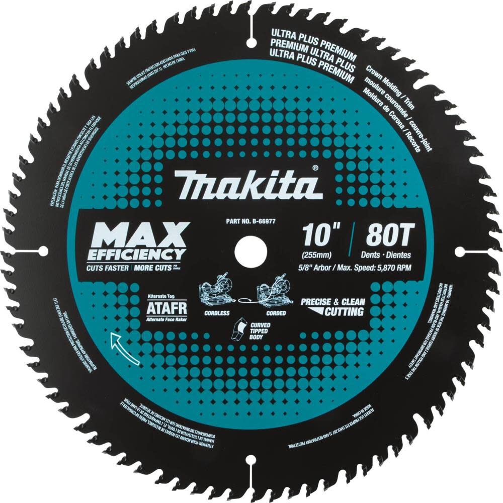 10in 80T Carbide-Tipped Max Efficiency Miter Saw Blade B-66977