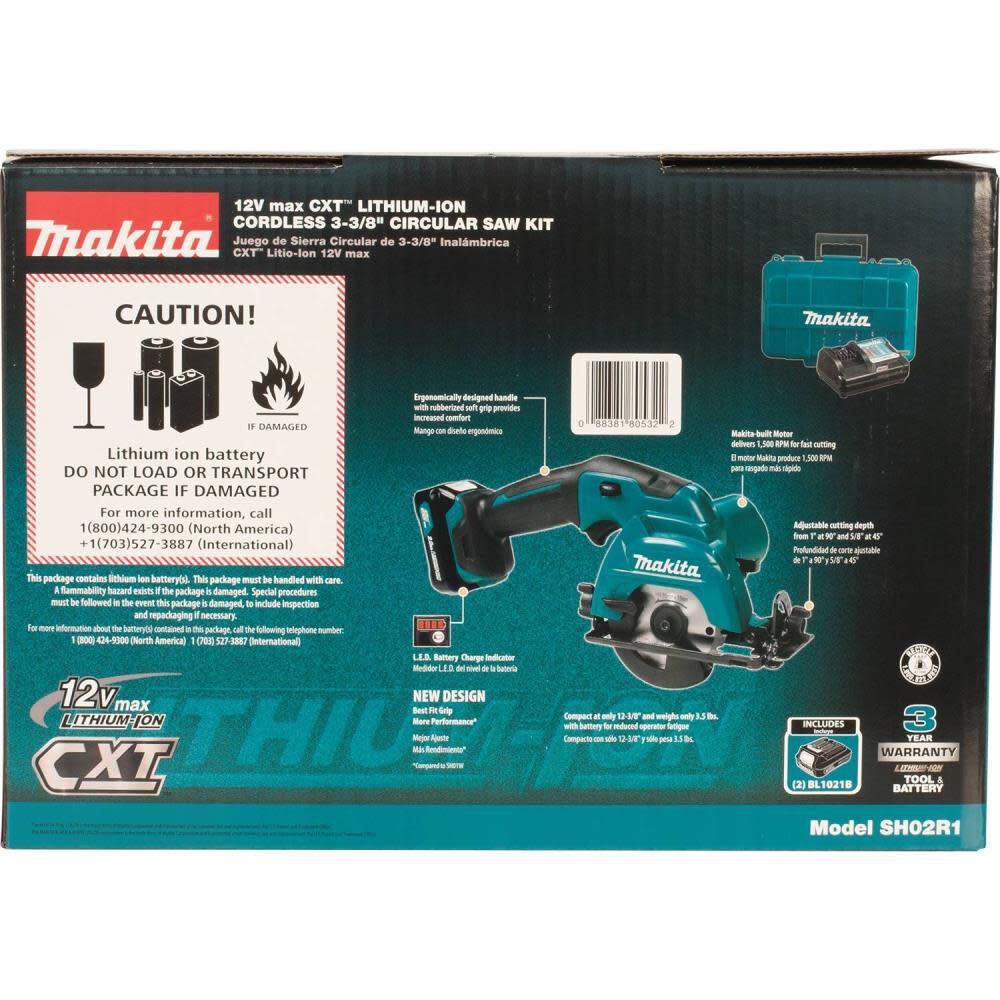 12 Volt Max CXT Lithium-Ion 3-3/8 in. Cordless Circular Saw Kit SH02R1