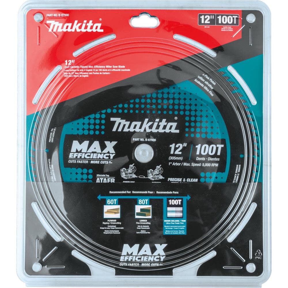 12in 100T Carbide-Tipped Max Efficiency Miter Saw Blade B-67000