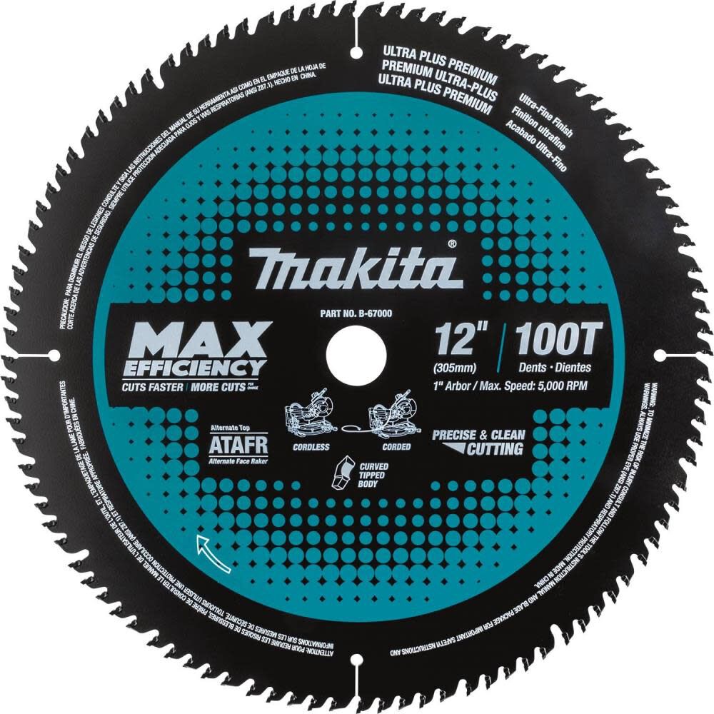 12in 100T Carbide-Tipped Max Efficiency Miter Saw Blade B-67000