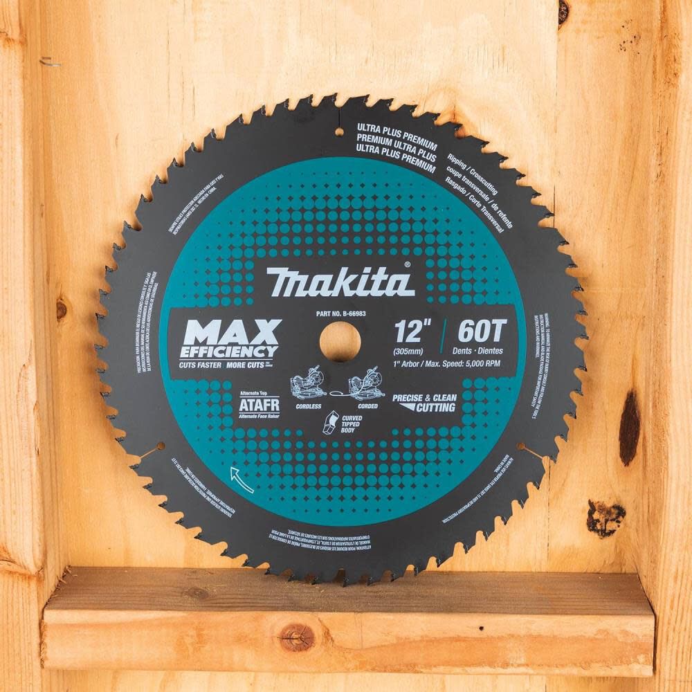 12in 60T Carbide-Tipped Max Efficiency Miter Saw Blade B-66983