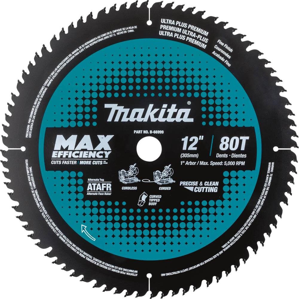 12in 80T Carbide-Tipped Max Efficiency Miter Saw Blade B-66999