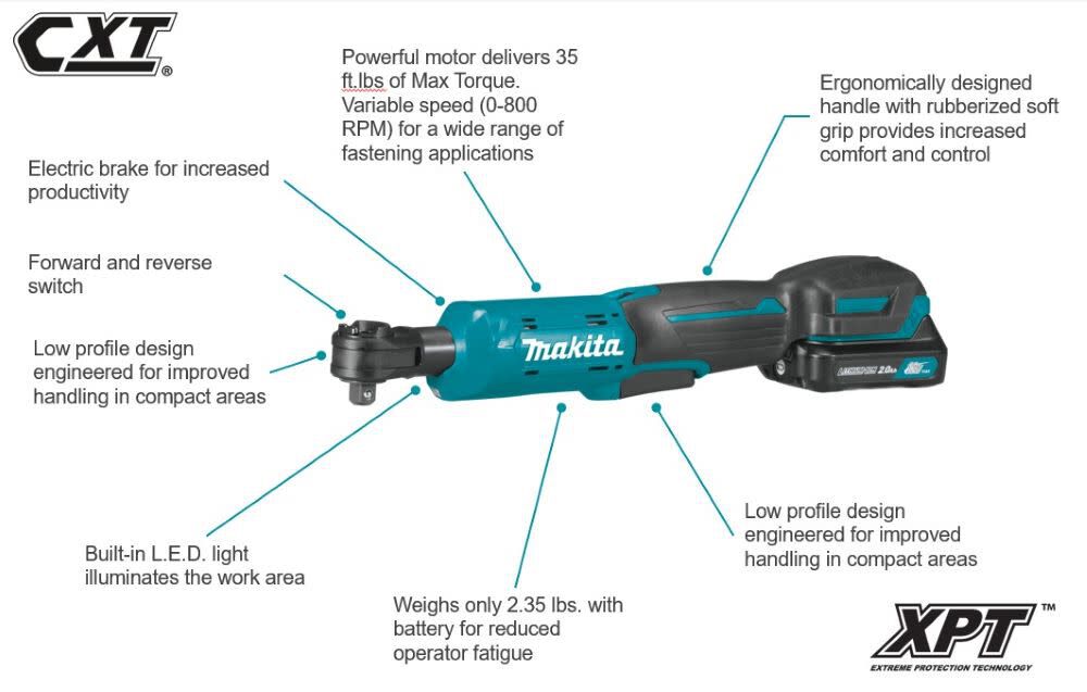 12V Max CXT 3/8in & 1/4in Sq Drive Ratchet Kit RW01R1