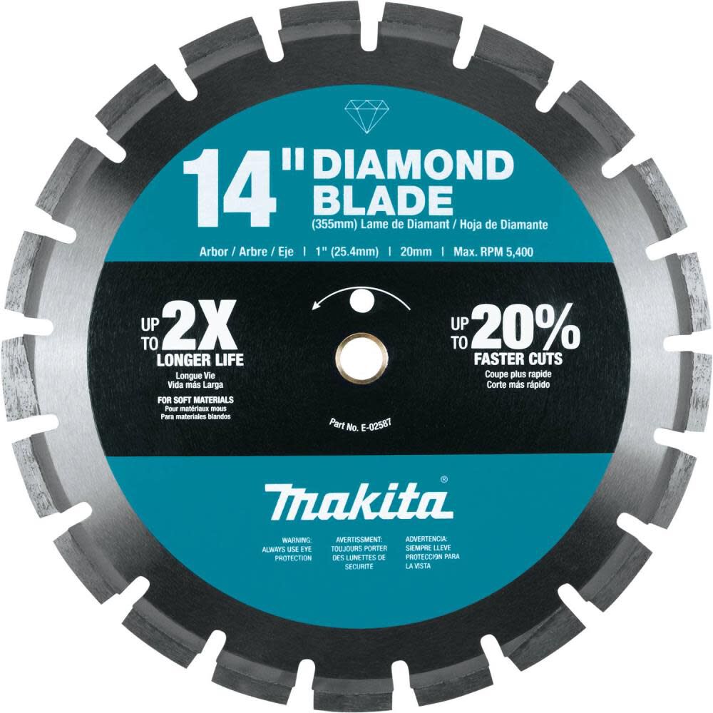 14 Inch Diamond Blade, Segmented, Soft Material E-02587