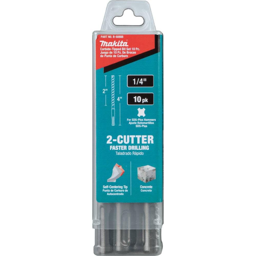 1/4in x 4in SDS-Plus Bit, 2-Cutter, 10pk B-60888