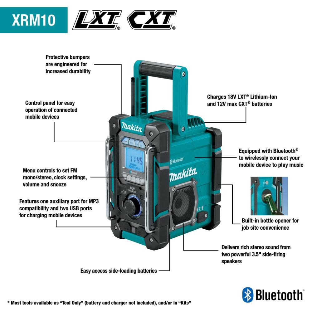 18V LXT 12V Max CXT Bluetooth Job Site Charger/Radio Lithium Ion Cordless (Bare Tool) XRM10