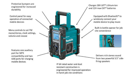 18V LXT 12V Max CXT Bluetooth Job Site Charger/Radio Lithium Ion Cordless (Bare Tool) XRM10