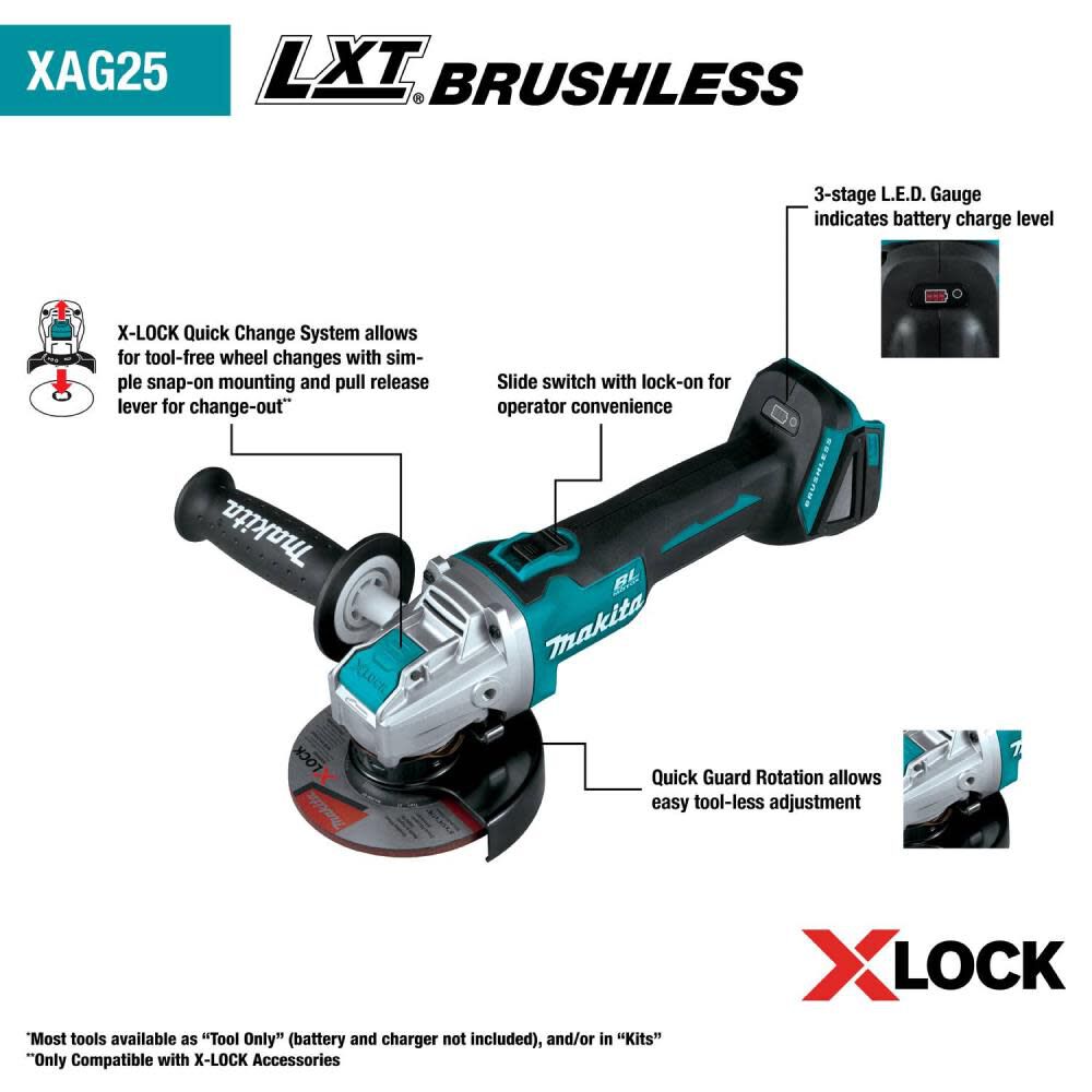 18V LXT 4 1/2 / 5in X-LOCK Angle Grinder with AFT (Bare Tool) XAG25Z