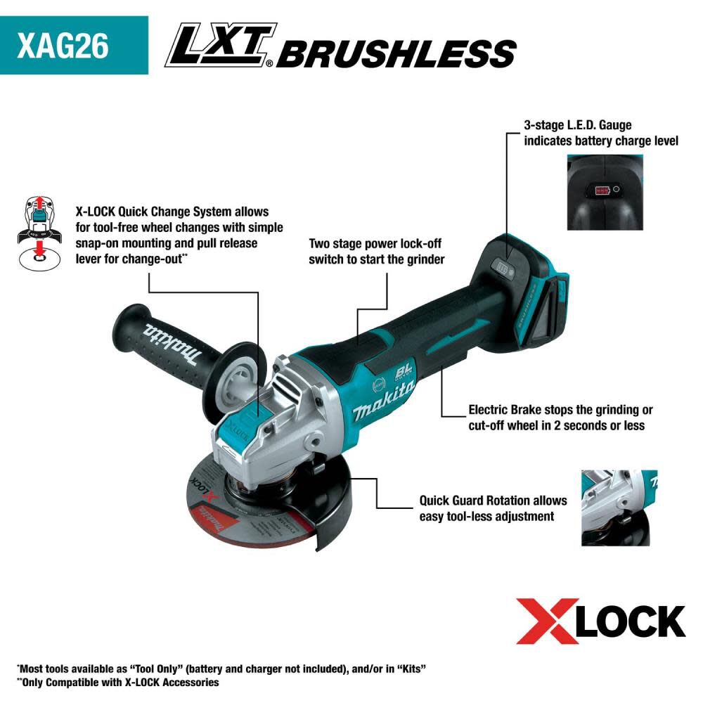 18V LXT 4 1/2 / 5in X-LOCK Angle Grinder with AFT (Bare Tool) XAG26Z