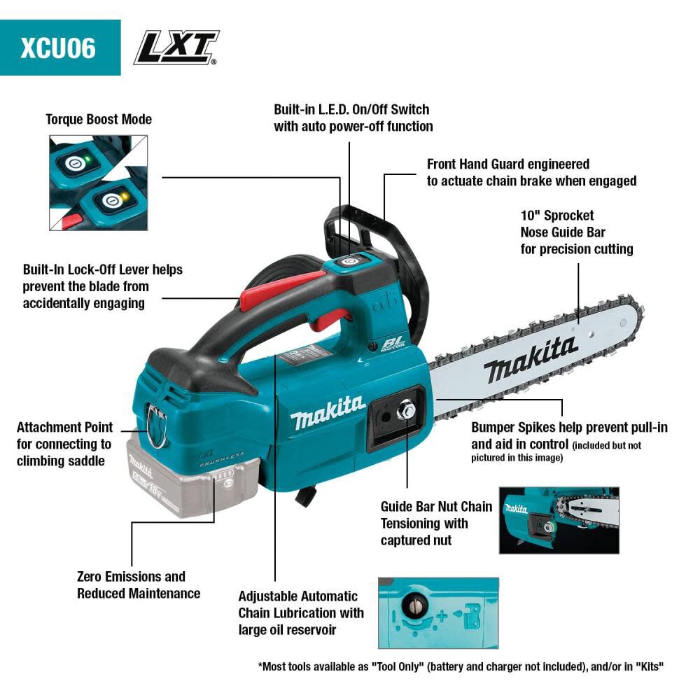 18V LXT Chain Saw Kit Lithium Ion Brushless Cordless 10in Top Handle XCU06SM1