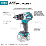 18V LXT Compact Brushless Cordless 1/2 in Hammer Driver/Drill (Bare Tool) XPH16Z