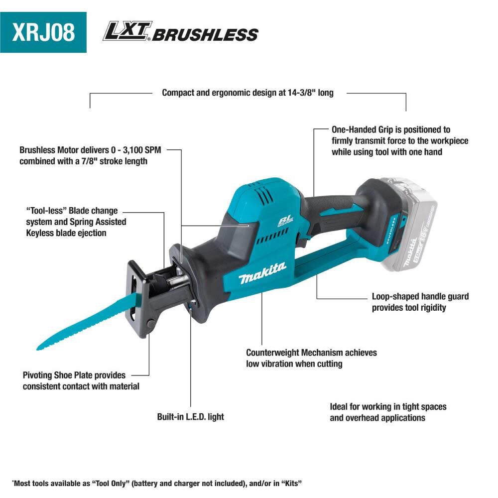 18V LXT Compact One Handed Reciprocating Saw (Bare Tool) XRJ08Z