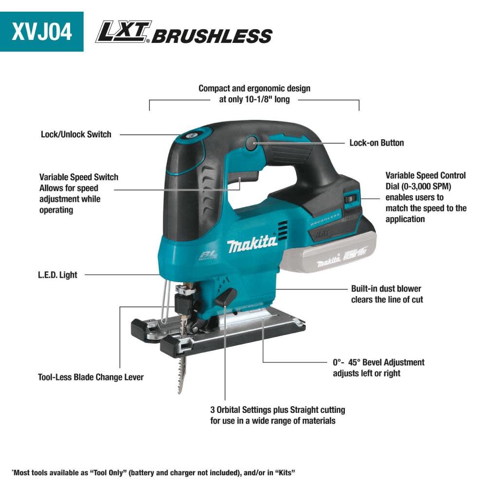 18V LXT Jig Saw Lithium Ion Brushless Cordless Bare Tool XVJ04Z