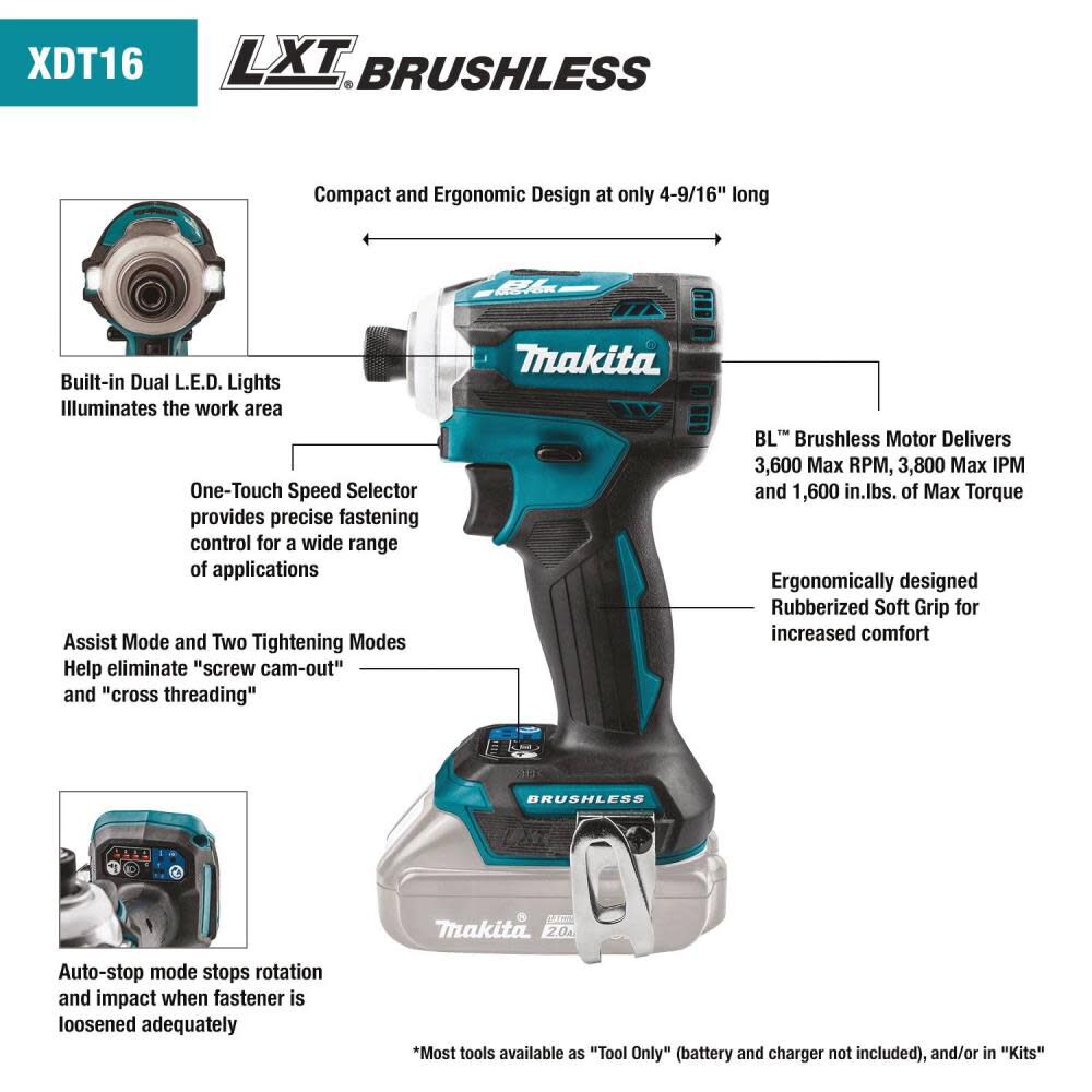 18V LXT Lithium-Ion Brushless Cordless 2 Piece Combo Kit 5.0Ah XT288T