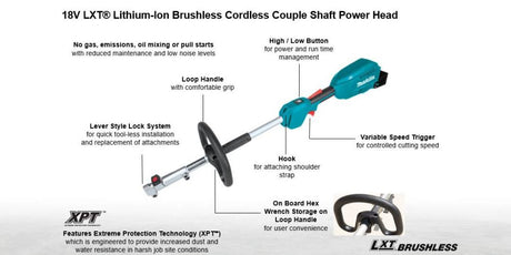 18V LXT Lithium-Ion Brushless Cordless Couple Shaft Power Head Kit with 13in String Trimmer Attachment (Bare Tool) XUX02ZX1