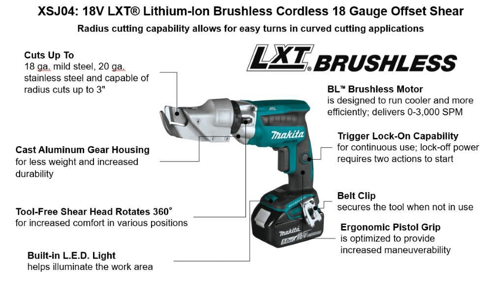 18V LXT Offset Shear 18 Gauge (Bare Tool) XSJ04Z