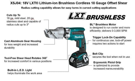 18V LXT Offset Shear 18 Gauge (Bare Tool) XSJ04Z