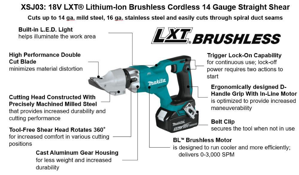 18V LXT Straight Shear Kit Lithium Ion Brushless Cordless 14 Gauge (Bare Tool) XSJ03Z