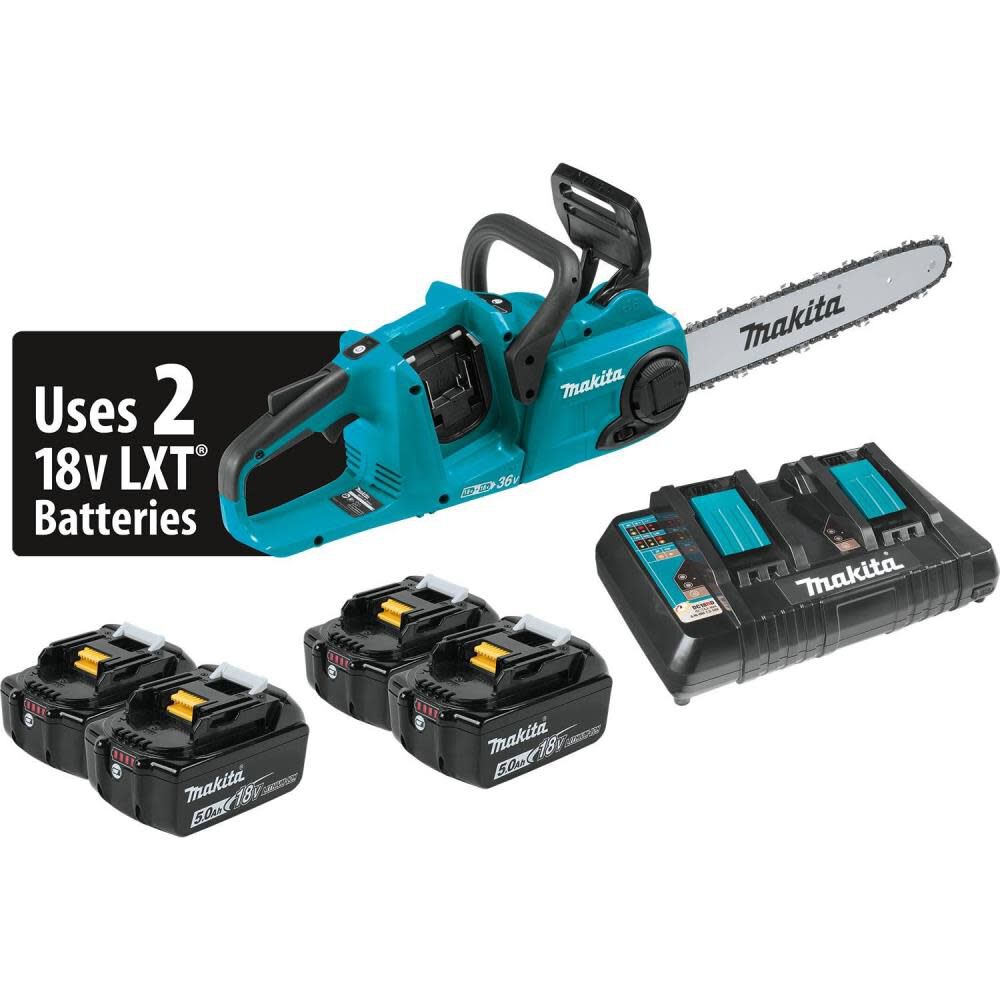 18V X2 (36V) LXT Chain Saw Kit 14in Cordless Brushless with 4 5.0Ah Batteries XCU03PT1