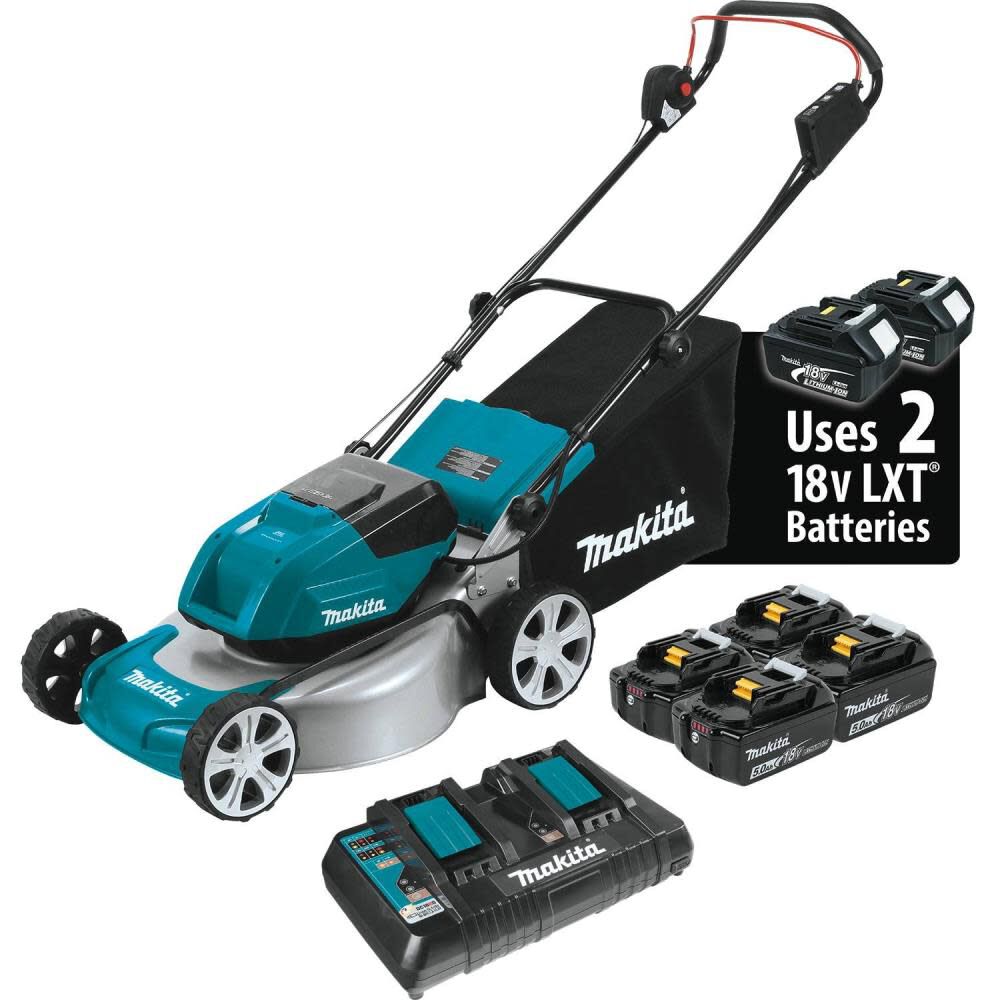 18V X2 (36V) LXT Lithium-Ion Brushless Cordless 18in Lawn Mower Kit with 4 Batteries (5.0Ah) XML03PT1