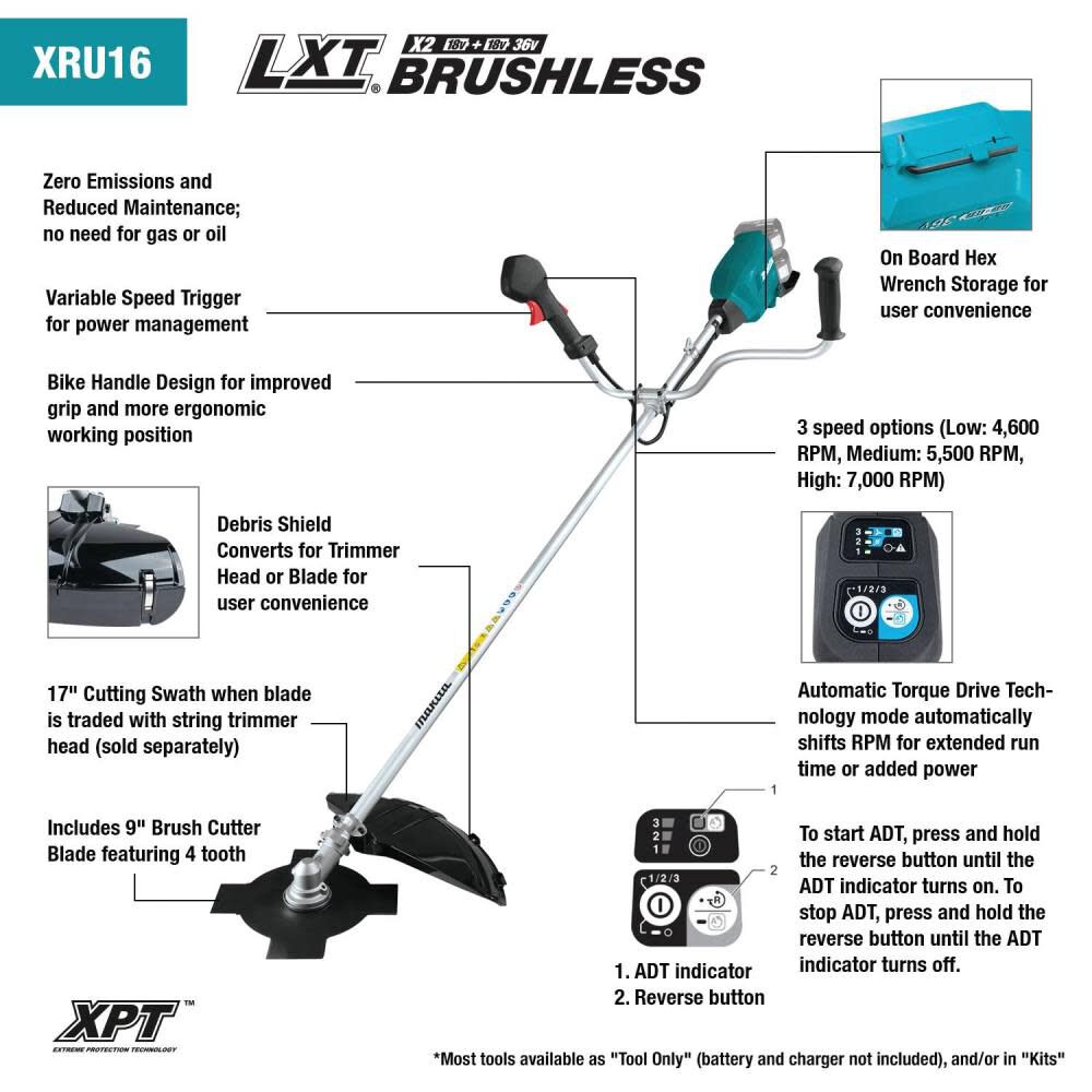 18V X2 (36V) LXT Lithium-Ion Brushless Cordless Brush Cutter (Bare Tool) XRU16Z