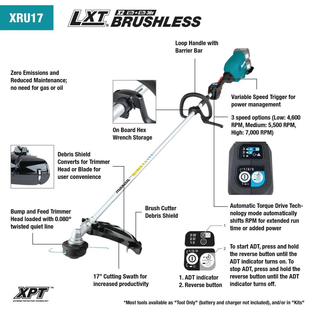 18V X2 (36V) LXT Lithium-Ion Brushless Cordless String Trimmer (Bare Tool) XRU17Z