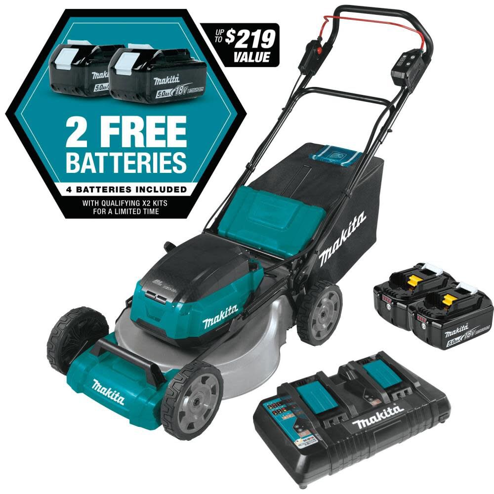 18V X2 (36V) LXT LithiumIon Brushless Cordless 21in Lawn Mower Kit with 4 Batteries (5.0Ah) XML07PT1