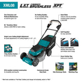 18V X2 (36V) LXT LithiumIon Brushless Cordless 21in Self Propelled Lawn Mower Kit with 4 Batteries (5.0Ah) XML08PT1