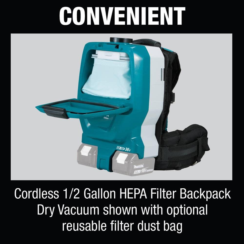 18V X2 LXT 36V 1/2 Gallon HEPA Backpack Dry Vacuum (Bare Tool) XCV09Z