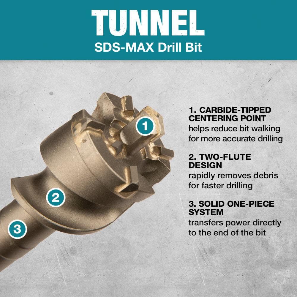 3 1/8in x 24in SDS MAX Tunnel Bit B-66313