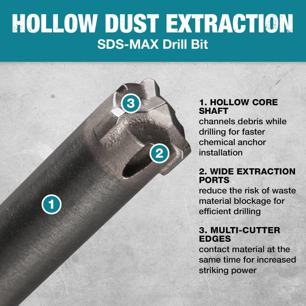 3/4in x 24in SDS-MAX Dust Extraction Drill Bit B-63862