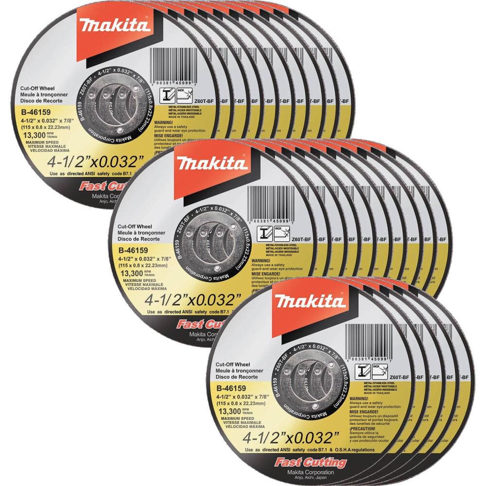 4-1/2 Inch x 7/8 Inch Ultra Thin Cut-Off Wheel, Stainless 25pk B-46159-25