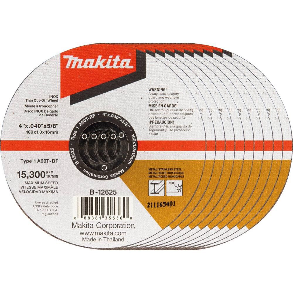 4 in. x .040 in. x 5/8 in. Thin INOX Cut-Off Wheel (10-Pack) B-12625-10