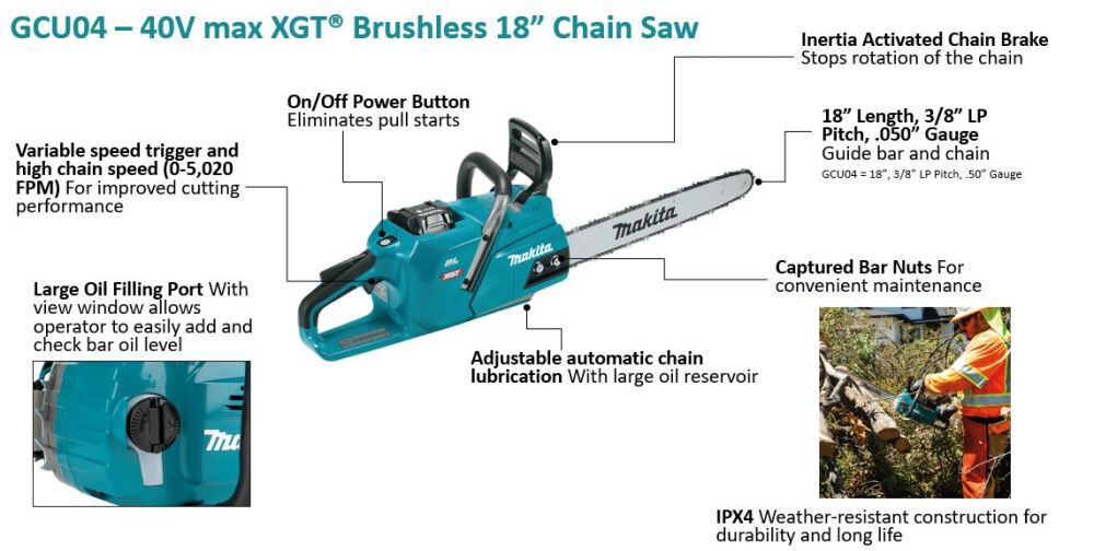 40V max XGT 18in Chainsaw (Bare Tool) GCU04Z