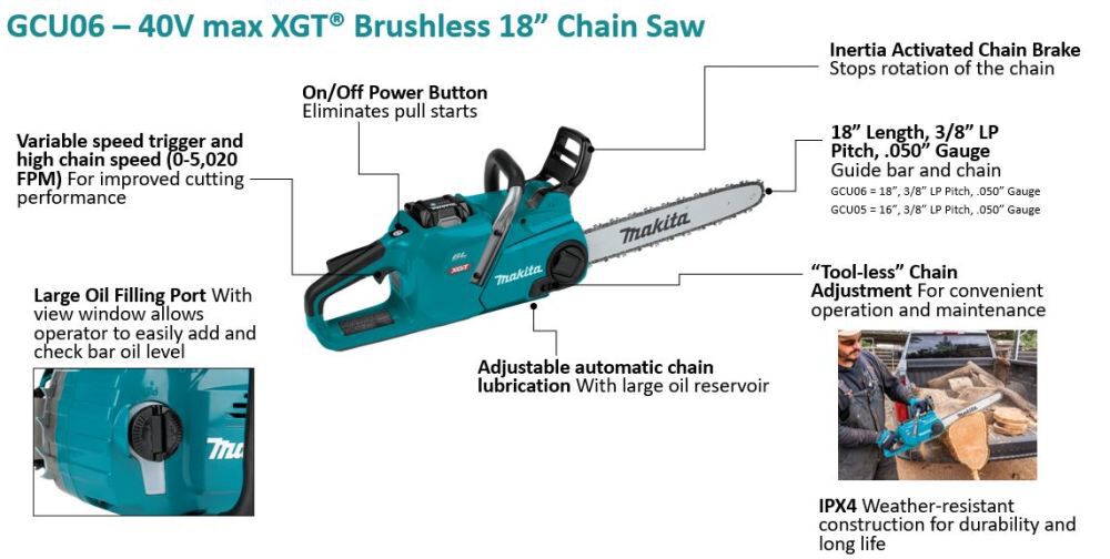 40V max XGT 18in Chainsaw (Bare Tool) GCU06Z