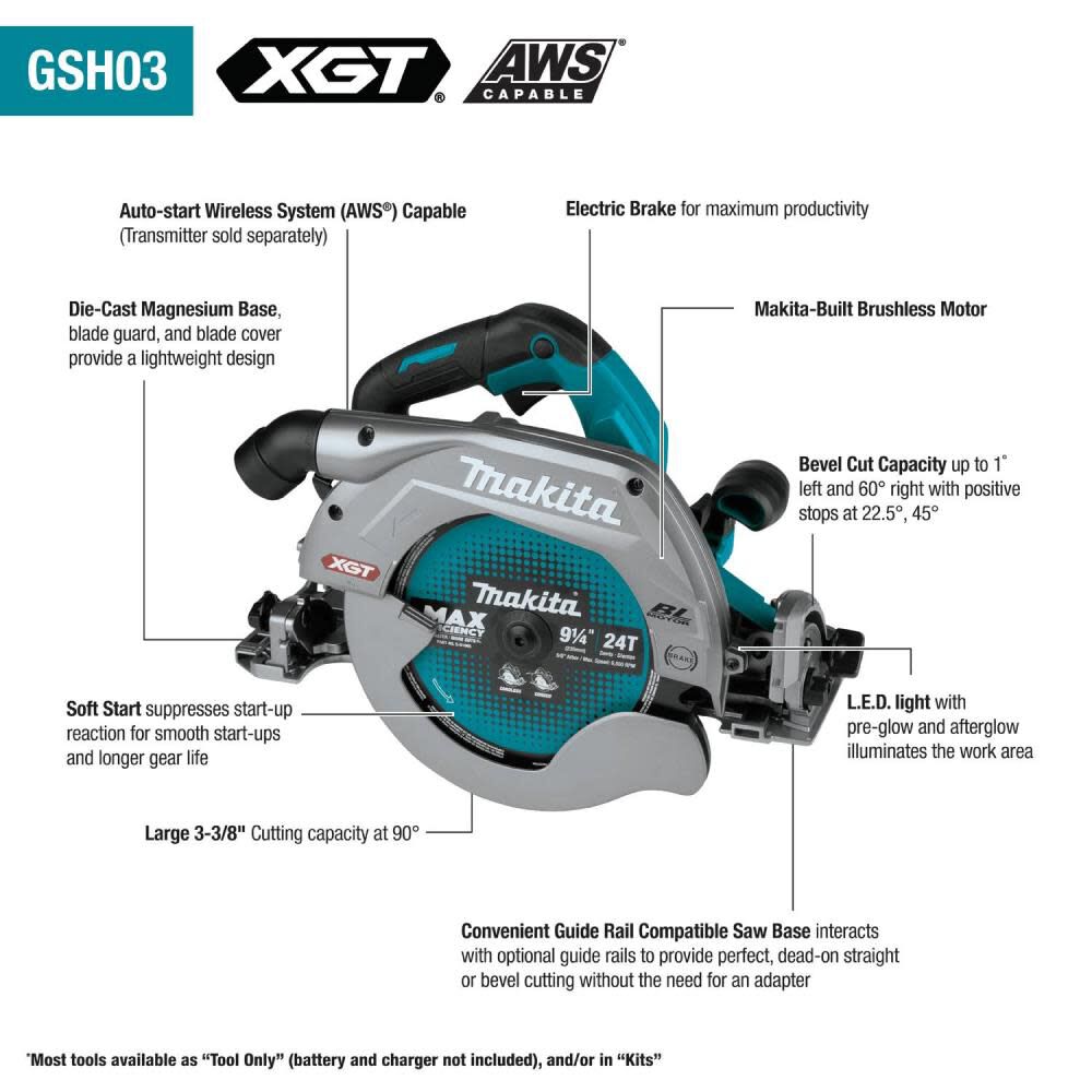 40V max XGT 9 1/4in Circular Saw Guide Rail Compatible (Bare Tool) GSH03Z