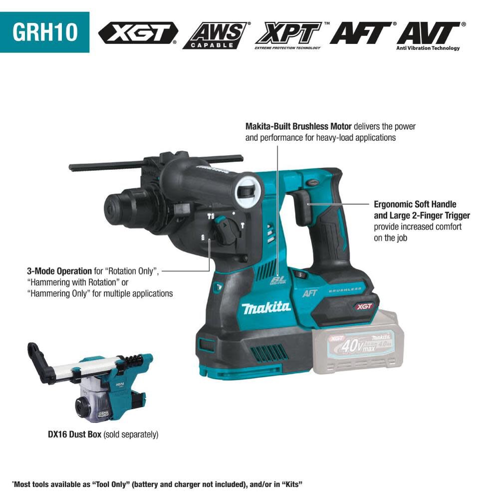 40V Max XGT Brushless Cordless 13/16in SDS-PLUS AVT Rotary Hammer (Bare Tool) GRH10Z