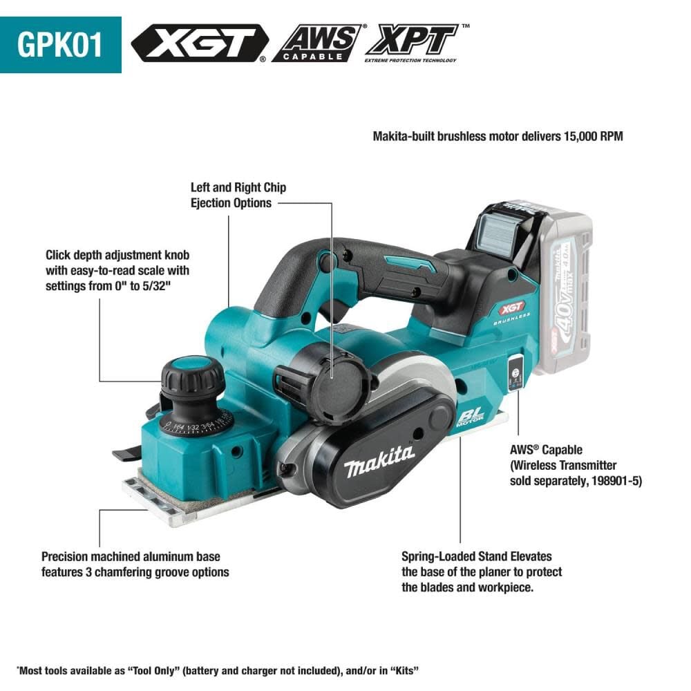 40V max XGT Cordless 3 1/4in Planer AWS Capable (Bare Tool) GPK01Z