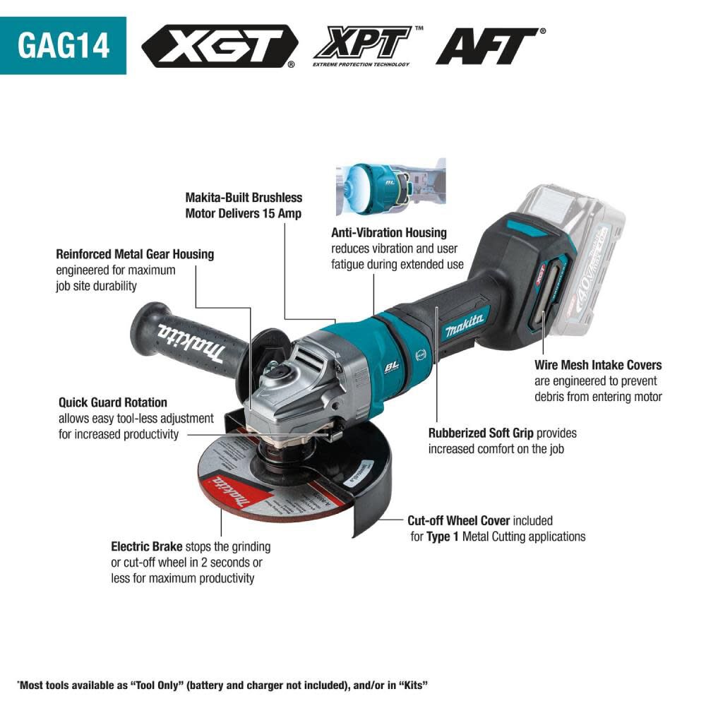 40V MAX XGT Cordless 4-1/2 in / 6 in Paddle Switch Angle Grinder 4Ah Kit GAG14M1